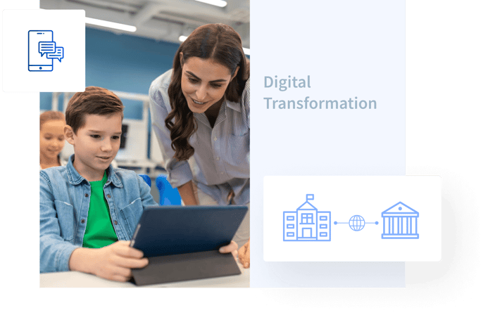 woman looking into tablet